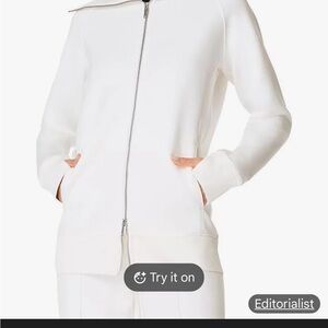 SPANX Cream Ribbed Zip-Up Jacket